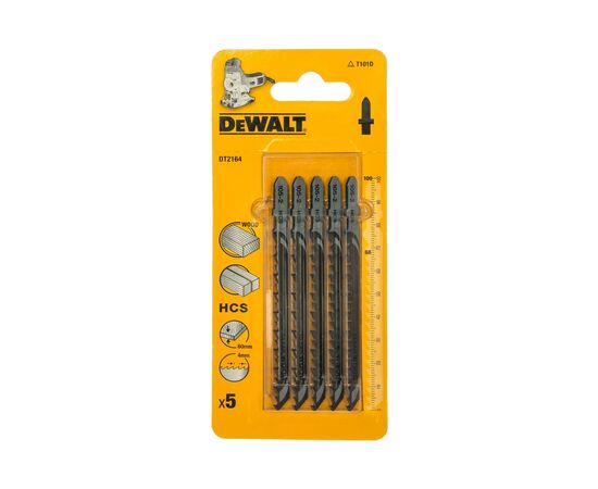  Пилки для лобзика DeWalt DT2164-QZ 5шт,HCS,100684мм,рез-60мм,быстрый прямой пропил T101D 