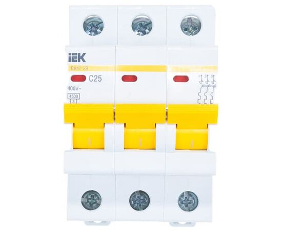 Выключатель автоматический IEK ВА47-29 (MVA20-3-025-C) 3Р 25А 4,5кА х-ка С 