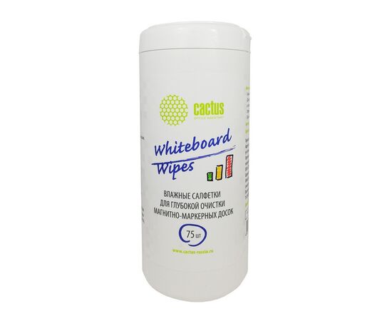  Салфетки Cactus CS-WB075 для маркерных досок туба 75шт влажных 