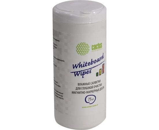  Салфетки Cactus CS-WB075 для маркерных досок туба 75шт влажных 