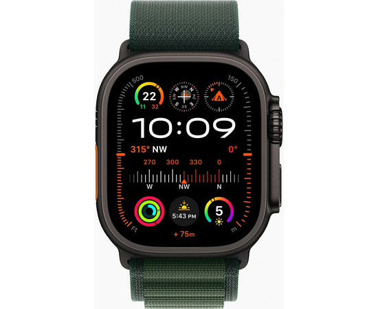  Smart-часы Apple Watch MX4R3ZP/A Ultra 2 2024 A2986 49мм OLED корп.черный титан Alpine loop рем.темно-зеленый разм.брасл. 145-190мм 