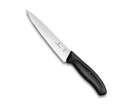  Нож кухонный Victorinox Swiss Classic 6.8003.19G стальной разделочный лезв.190мм прямая заточка черный подар.коробка 